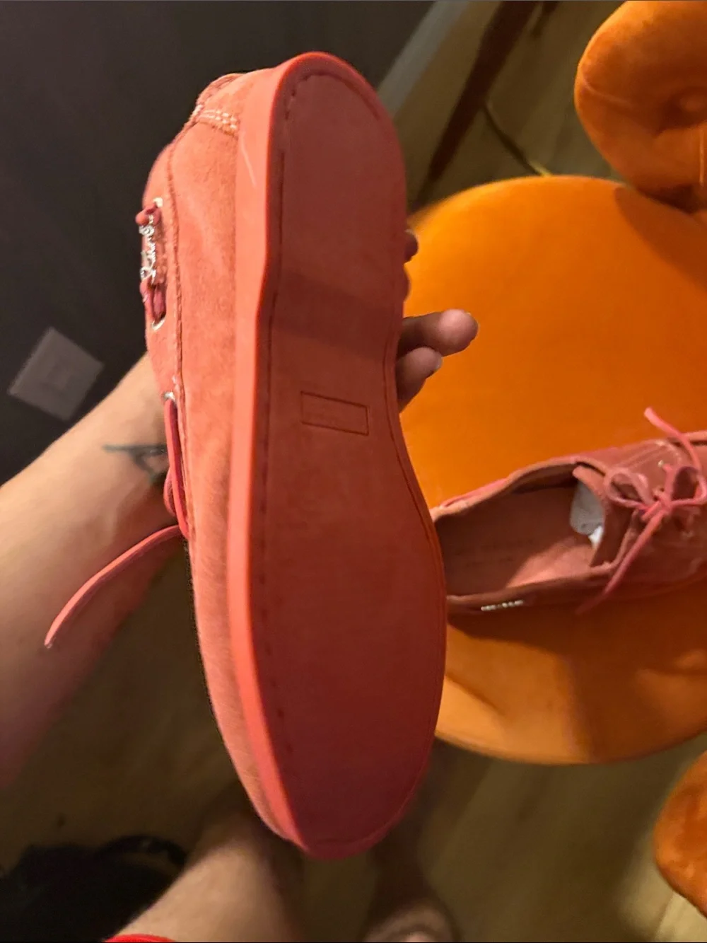 Kurt Geiger Coral Pink Suede Boat Shoes